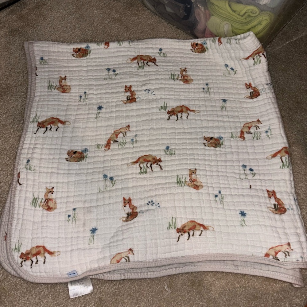Little Unicorn Muslin Cotton Fox Print Baby Blanket